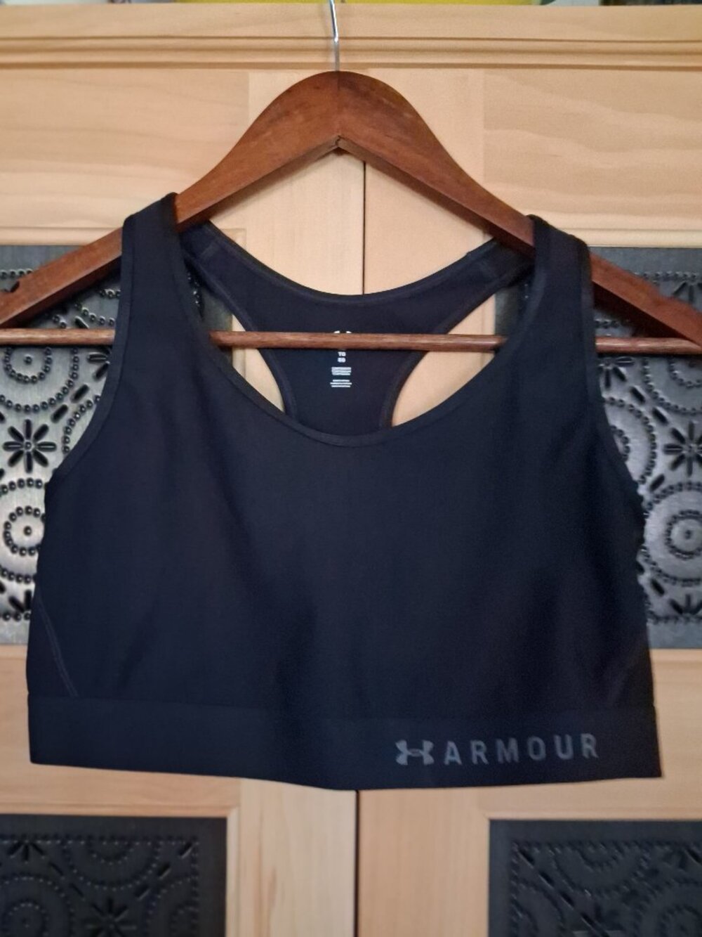 Black Under Amour Mid-Impact Compression Sports Bra Racerback